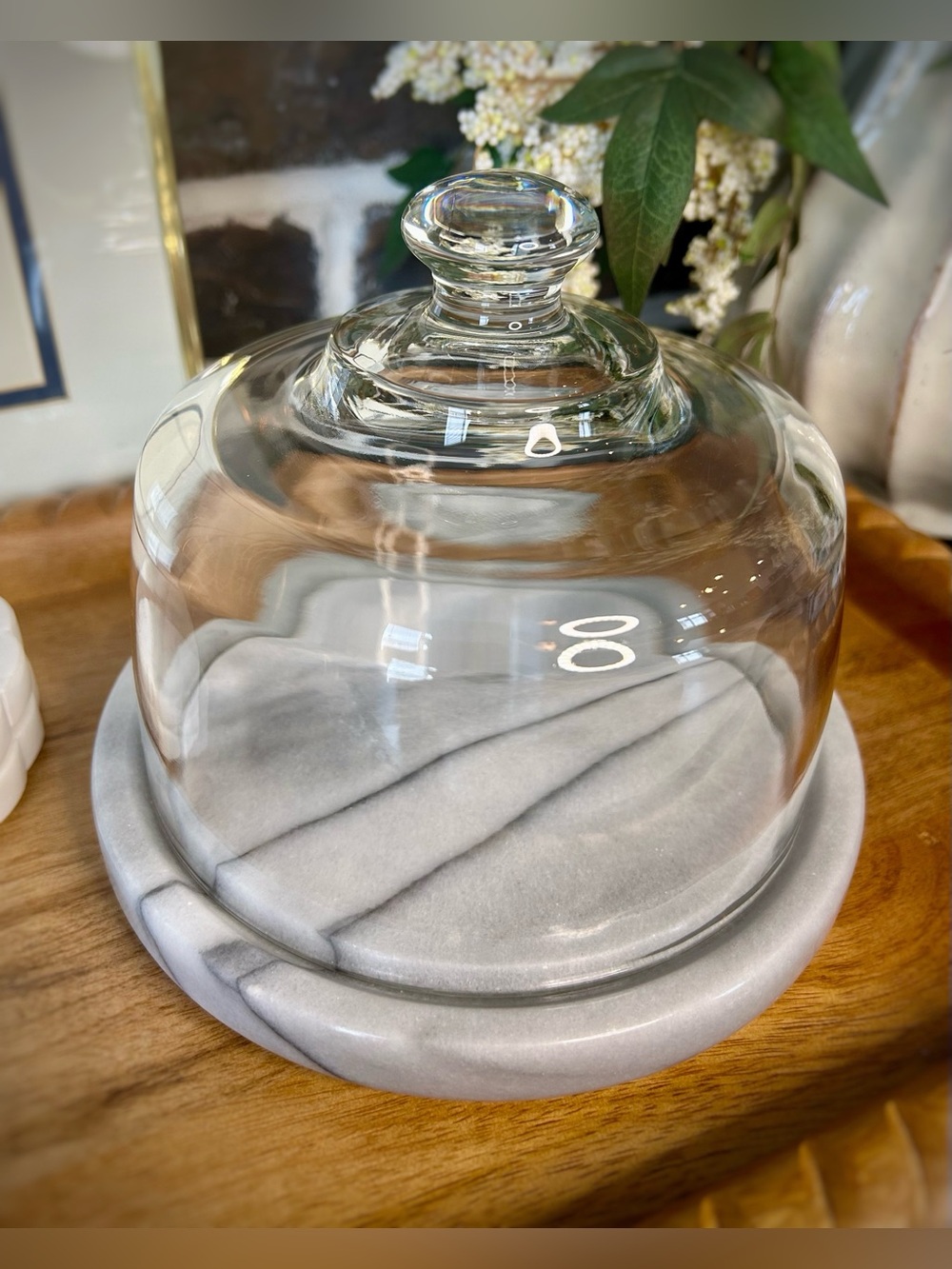 Glass Cloche with Marble Base | Vintage Cake Dome, Cheese Server